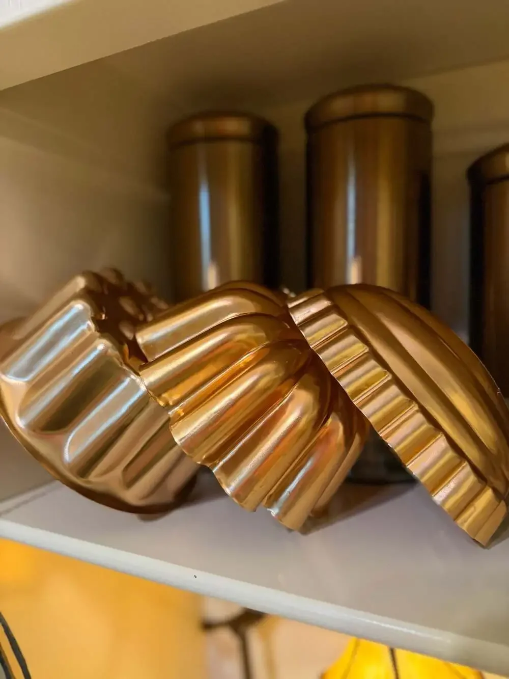 Vintage Fluted Metal Jello Cake Molds Copper-Tone Aluminum Set of 3